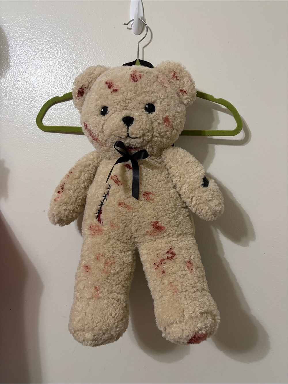 Hot Topic Cream Plush Teddy Bear Backpack with Black Bow